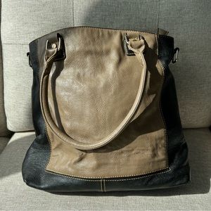 Brown and Black PU Leather Tote